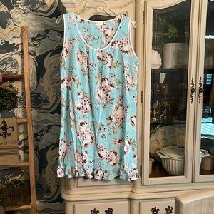 Miss Elaine like new Tropical Floral Babydoll Short Nightgown L
